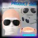 Mepase Bald Caps with Glasses Nylon Makeup Latex Bald Head Wig Cap for Men Women Adults Cosplay Party Costume Accessories (Beige)