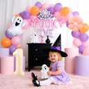 JeVenis Groovy Halloween 1st Birthday Party Decorations Spooky One Balloons Banner Ghost Balloons for Daisy Boho Halloween Spooky One Birthday Supplies (Orange1)