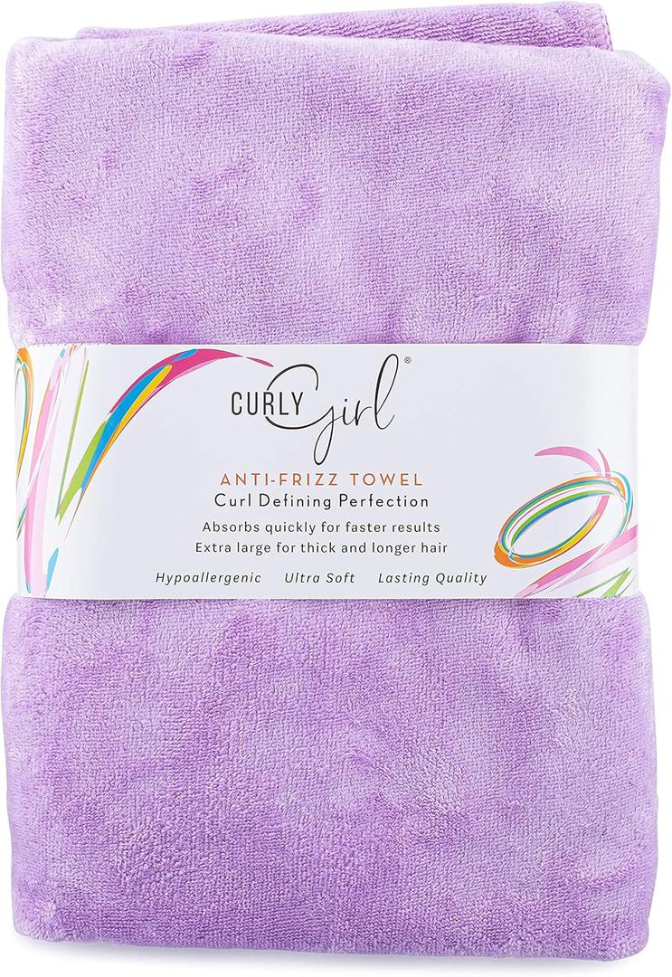 Curly Girl Towel for Women with Curls, Anti-Frizz, Absorbent, Fast Drying, Curly Hair, Microfiber Hair Drying Towel for Curls (Lavender)