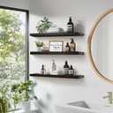 24x5.8x0.8in Floating Wall Shelves Rustic Solid Wood 3-Pack, Black, 24"-Set of 3