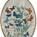 LKETW Vintage Butterfly Botanical Oval Wall Art Decor, Cottagecore Butterfly Oval Canvas Hanging Decor, Retro Nature Moth Insect Wall Decorations for Home Bedroom Living Room, 8.6x11.4 Inch