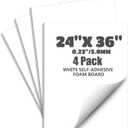 4 Pack One Side Self Adhesive Foam Board, 24x36 Inches White Poster Board, 0.23" Thick Double-Sided Acid-Free Foam Core Board, Sign Board for School Projects, Office