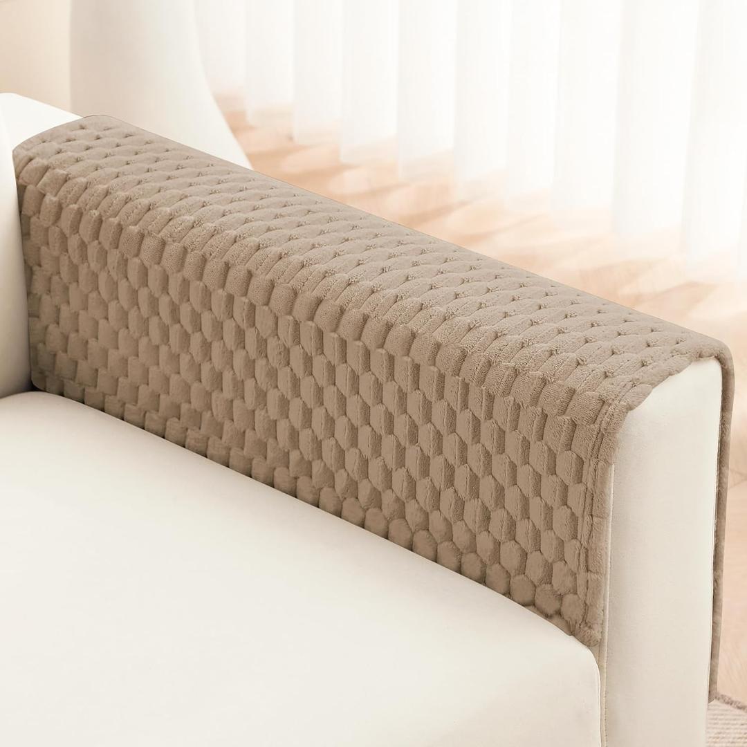 Foxdecor Couch Arm Covers, Armrest Cover for Sofa, Non Slip Chair Arm Covers, Furniture Covers Couch Protector Set of 2pcs. (Brown, 18"x24")