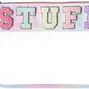 DYSHAYEN Chenille Letter Clear Zipper Pouch for Travel,Nylon Clear Cosmetic Bag,Makeup Travel Bag for Women Girls 11.8 Inches x 8.2 Inches