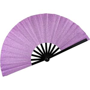 13" Glitter Large Rave Fans Clap Fans for Line Dancing Folding Clack Handheld Foldable Decorative Fans Hand Fan for Dance, EDM Music Festivals & Parties(Purple)