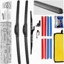 3 wipers 17"+17"+13" Colour Carbon Fiber Windshield Wipers Blades Replacement for Toyota 4Runner 1996-2002,Back Rear Window Blade & HOOK With Replace Window Blade Cover Blue/Red
