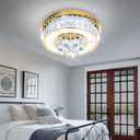 AFQEJG 19.6" Gold Modern Crystal Chandeliers for Dining Room LED Dimmable Light Fixtures Flush Mount Light Living Room Bedrooms