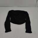 SUUKSESS Women Off Shoulder Long Sleeve Shirts Double Lined Fitted Crop Tops (Large, Black)