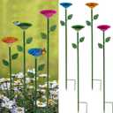 4 Pack Bee Watering Station, Bee Bath for Garden Metal Bee Water Feeder with Flower Design, Colorful Butterfly Bee Bath Bowl for Outdoor Garden Yard Decor (Red,Green,Blue,Yellow)