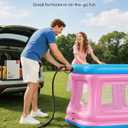 QPAU 3-in-1 Inflatable Bounce House for Toddlers 1-3, Ball Pit & Trampoline, Inflatable Bouncy House with Safety Net, Indoor & Outdoor Bubble Bouncer Baby Play YardBlue & Pink