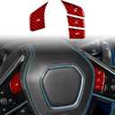 Hard Carbon Fiber, for Corvette C8 2020 2021 2022 2023 Accessories, Steering Wheel Voice Control Button Cover, 4Pcs Car Steering Wheel Button Sticker, with Heated Button (Voice Button With Heated Button Red)