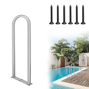 Aluminum Dock Boarding Handrail, 36" x 13" Swimming Pool Railing & Hot Tub Handrail, Boat & Dock Boat Safety Grab Bar, Handrails for Outdoor Steps with Base Plate for Indoor/ Outdoor Pools/ Spas Docks
