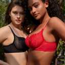 Deyllo Women's Sexy Lace Bra Demi Sheer Mesh Balconette Unlined Bras Underwire (Black)