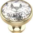 Alzassbg 10 Pack Clear Crystal with Gold Base Cabinet Knobs, 1-3/8 Inch (35mm) Diameter Cabinet Hardware Round Crystal Knobs for Drawers AL1011