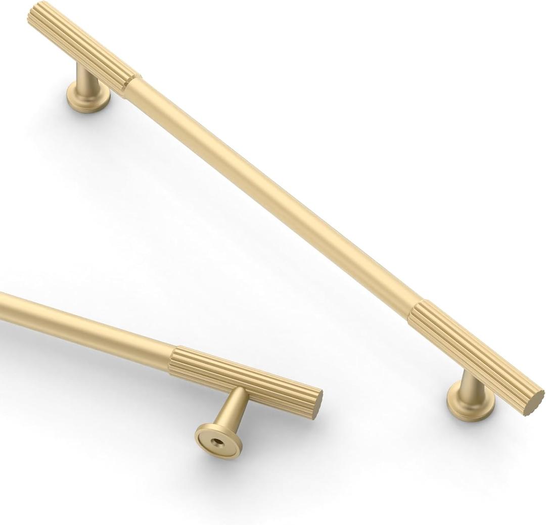 Asidrama 10 Pack 7.5 Inch(192mm) Brushed Gold Cabinet pulls Kitchen Cabinet Handles, Cabinet Pulls Kitchen Cabinet Hardware for Cupboard Drawer Pulls (7.5" Hole Center, Brushed Gold)