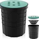Catch Basin with Grate 14.9 x 12.4 Inch Round Large Catch Basin for Drainage with Debris Basket French Drain Without Reserved Hole for Yard, Downspout, Lawn, Municipal Pipeline
