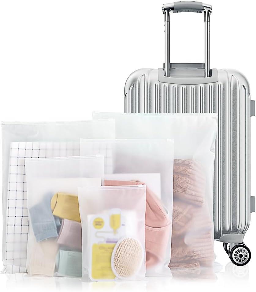 30PCS Frosted Travel Storage Bags for Clothes,Zip-lock Seal Storage Bags Luggage Clothes Shoes Makeup Packing Pouch Organizer,Reusable Space Saver Packing Sacks Compression Bags (5 Size)