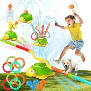 4-in-1 Turtle Water Sprinkler for Kids Summer Toys, Outdoor Toys for Toddlers, Kids Sprinkler Water Toys, Backyard Games for Summer Fun, Backyard Games Splash Water Toys Gifts for Boys Girls Dogs