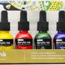 Mont Marte Acrylic Ink Premium 6pc x 20ml (0.7 US fl.oz), Acrylic Inks for Artists, Essential Colors, Ideal for Air Brush, Pouring Art, Scrapbooking, Ink Drawing, Mixed Media