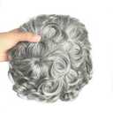 Natural Curly Human Hair Topper 13x13cm Clip in Wavy Replacement Wiglet Short Hair Topper for Women with Thinning Hair Silver Grey Color
