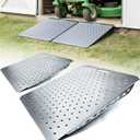 Heavy-Duty Shed Ramp for Riding Mower, Ramps for Sheds Garage Threshold Doorway Lawn Mowers Tractor Snow Blower Wheelchairs Garden Cart, 1500LBs Loading Anti-Slip Punch Plate Ramp - 2 PCS
