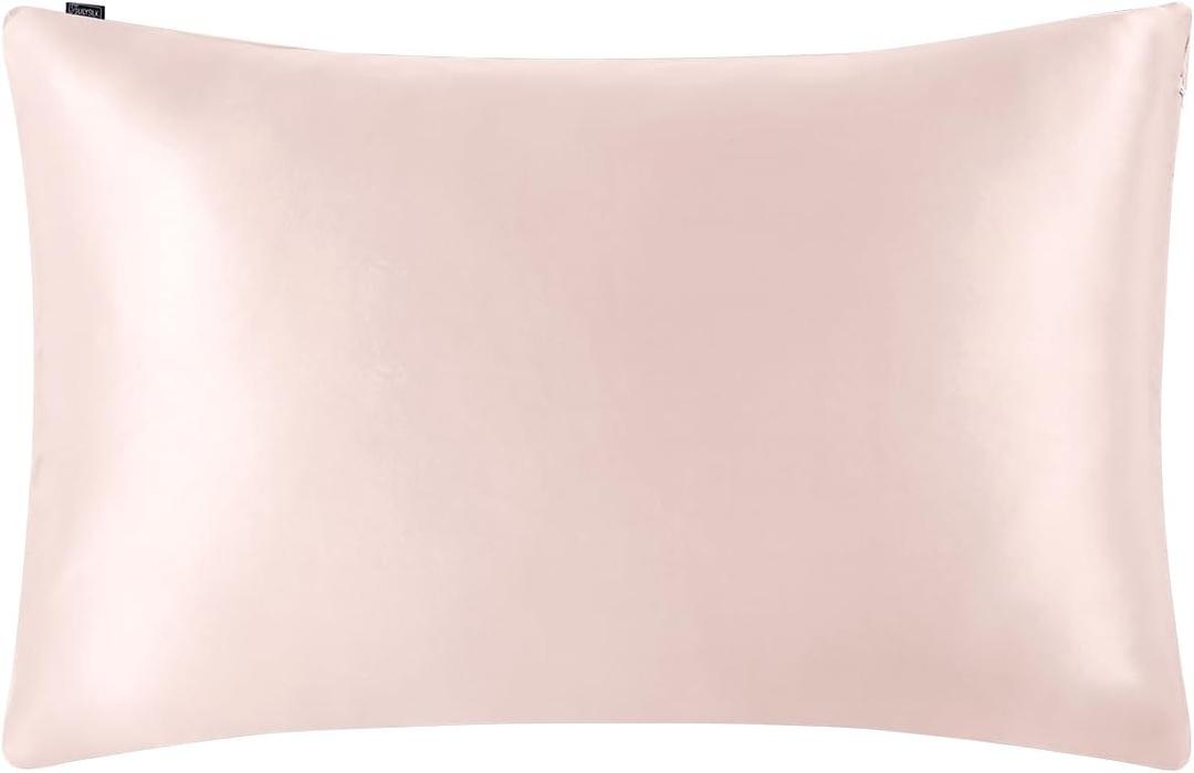 LILYSILK Pillowcase for Hair and Skin 100% Mulberry Silk 19 Momme Both Sides Silk Bed Pillow Cover with Hidden Zipper 1 Pc Queen Size 20''x30'' Pale Pink