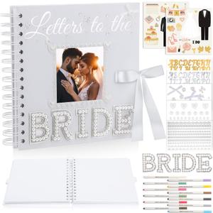 Fullhawl Letters To The Bride Scrapbook 8x8 Inch Bride Memory Book DIY Wedding Photo Album with Stickers and Markers for Wedding Engagement Bridal Shower Gifts Party Supplies, 40 Sheets