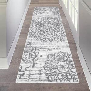 HEBE Hallway Runner Rug 2'x6' Washable Vintage Distressed Area Rugs Non Slip Laundry Rug Runner Boho Floor Carpet Runners for Hallways Entryway Laundry Room Kitchen Bathroom (Grey)