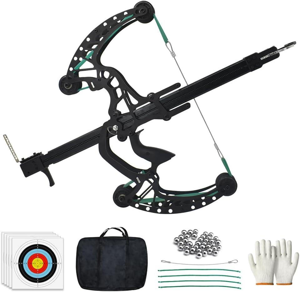 Ball Bearing Bow, Compound Bow Set That Shoots Steel Balls, Right Handed Hunting Bows for Adults, Composite Pulley Bow with Continuous Shooting