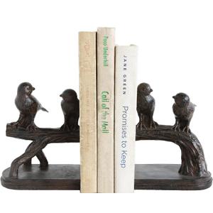 Creative Co-Op Resin Birds on a Branch Shaped Bookends (Set of 2 Pieces)