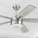 Harbor Breeze Boltz III Easy2Hang 52-in Color-Changing Integrated LED Brushed Nickel with Gray Blades Ceiling Fan With Light - Remote Included ( 5 -Blade )