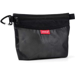 Pack All Water-Resistant Material Zipper Pouch, Mesh Zipper Bags for Storage, Travel, Office (Black, Small)