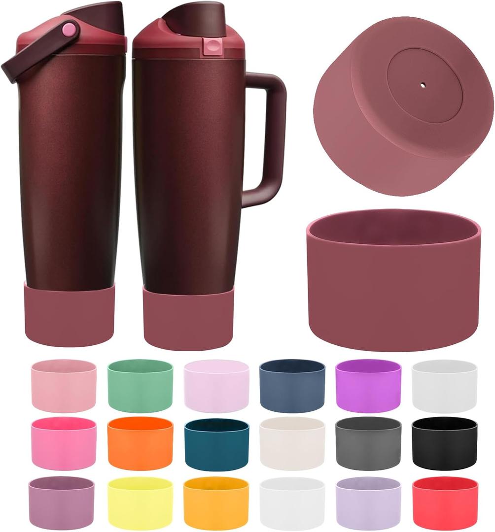2 x Mity rain 2PCS Protective Silicone Boots for Owala 30oz & 40oz FreeSip Sway Bottles & Tumblers - Accessories for owala, Enhances Stability & Prevents Scratches(Black Cherry)