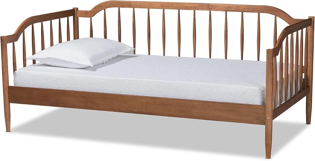 Baxton Studio Parson Classic Mid-Century Modern Walnut Brown Finished Wood Twin Size Daybed