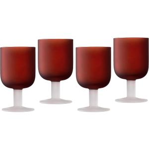 Elle Decor Frosted Glass Goblets Set of 4 - Beverage Stemmed Glass Cups- 8.2 oz Capacity - Elegant Red Wine Glassware for Wedding, Anniversary, Housewarming (Red)