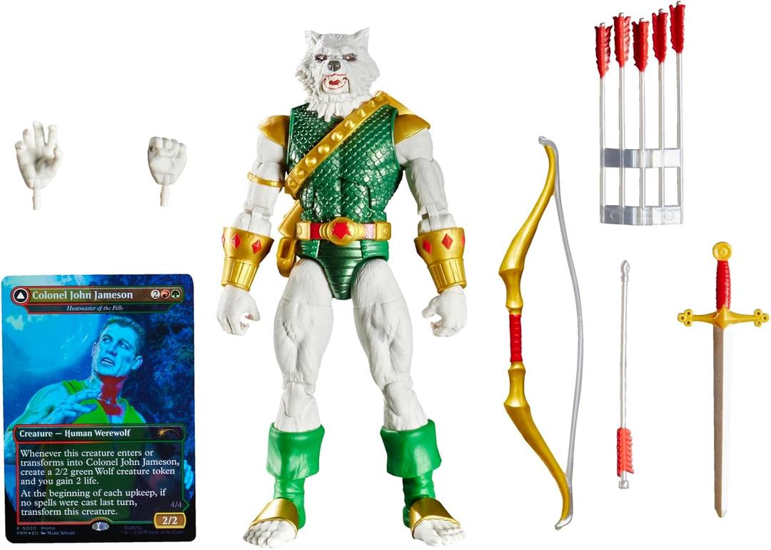 Marvel Legends Series Magic: The Gathering Man-Wolf, 6-Inch Spider-Man Action Figure Toy & Exclusive Foil Collectible Card Game Trading Card