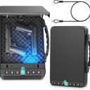 Gun Safe for Handgun Biometric Gun Safe for 2 Pistols, Quick Access Handgun with Fingerprint PIN or Key Lock Rechargable Handgun Safe, for Home Car Travel Nightstand Bedside or Drawer