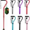 BeneCane Walking Cane for Men & Women Adjustable Cane with Offset Soft Cushioned Handle -Portable Lightweight Sturdy Mobility Walker Aid for Elderly, Seniors Collapsible Cane (Red)