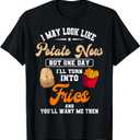 French Fries Finger Hot Chips French-fried Potatoes Snack T-Shirt (Small, Black)