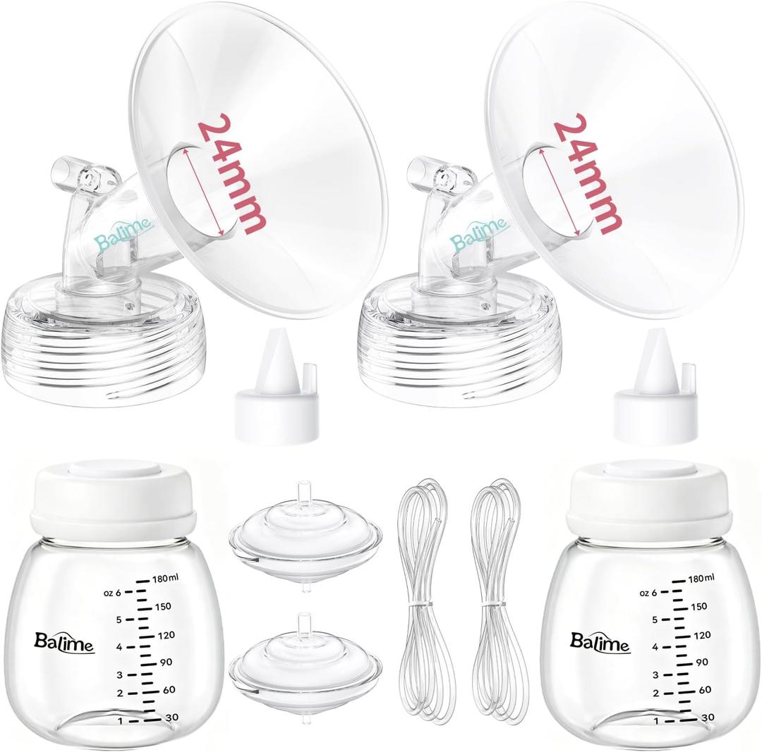 Pump Parts Compatible with Spectra S1/S2/9 Plus, Not Original Accessories, Full Set Replacements Include 24mm Flanges, Valves, Backflow Protectors (Duckbills Included), Tubings and Bottles