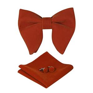PACGOTH Bow Ties for Men Pre-Tied Bow Tie Vintage Tuxedo Oversized Velvet Bow (Brick Red)