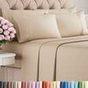 King 6 Piece Sheet Set - Comfy Breathable & Cooling - Ultra Soft Hotel Luxury Bedding Set with 8-16 Inch Deep Pockets - 1 Flat & 1 Fitted Sheet & 4 Pillowcases - Cozy, Wrinkle Free & Easy Care - Cream