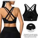 High Impact Sports Bra for Women - Criss-Cross Back, Molded Cups, Hook and Eye Closure - High Support Running Bra (Black, S)
