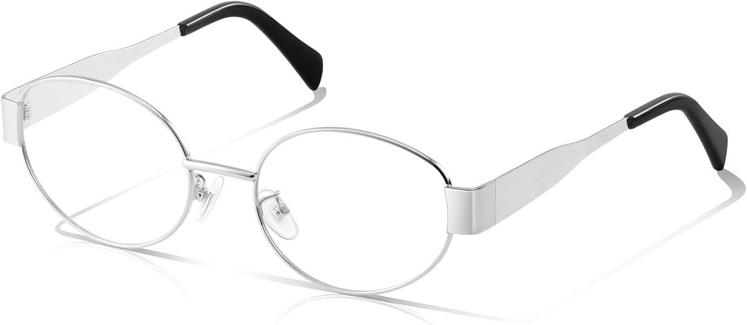 Oval Blue Light Blocking Glasses For Women Y2K Retro 90s Skinny Metal Frame Eye Protect Computer Eyeglasses