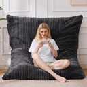 Bean Bag Chair, Giant Bean Bag Chair, 4 in 1 Convertible Beanbag Chairs for Adults with Removable Cover, Memory Foam Floor Cushions, Living Room, Bedroom, Dark Grey (Large)