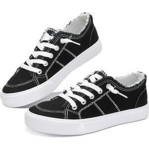 Obtaom Women's Play Fashion Sneaker White Color Washed and Leopard Canvas Slip on Shoes (6, Black Waltz Night Canvas)