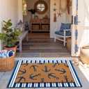Drydiet 2 Pack Coastal Layered Doormat Set, Nautical Anchor Welcome Mat with Striped Outdoor Rug, Double Layer Front Porch Entryway Mats, Beach Summer Door House Mat, 23.6 x 35.4 & 16.9 x 28.7 Inch