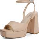 Modatope Platform Heels for Women Platform Sandals Womens Chunky Heel Open Toe Pumps Ankle Strap Womens Wedding Party Pumps Shoes (8)