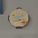 Britimes Coaster for Drinks Set of 6, Beach Shell Antique Teal Blue Table Absorbent Round Ceramic Stone Mat, with Cork Base and Metal Holder, Gift for Housewarming Room Bar Decor