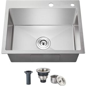 20 Inch Drop in Kitchen Sink, 9" Deep Single Bowl, 20"L x 16"W x 9"D